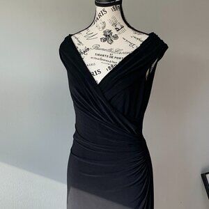 Ralph Lauren Evening floor-length rusched black gown | Size 6